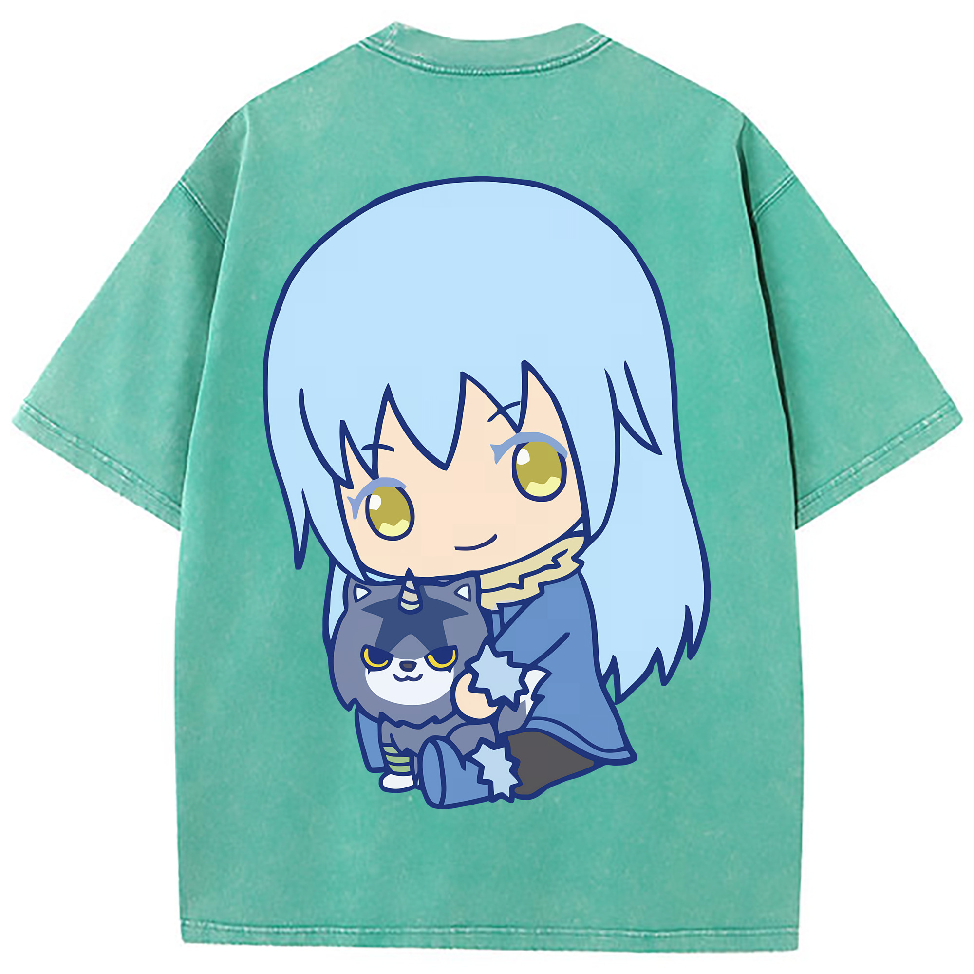 （画像用） 転スラ Regarding Reincarnated to Slime 綿100% ヴィンテージ風 半袖Tシャツ（背面プリント）